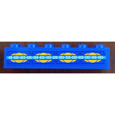 blue brick 2 x 6 with sw gungan sub controls pattern sticker - set 9499