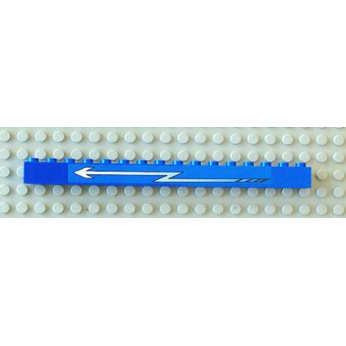 blue brick 1 x 16 with white zigzag arrow left pattern sticker - sets 4560 4561