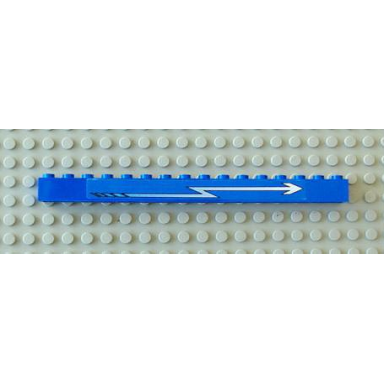 blue brick 1 x 16 with white zigzag arrow right pattern sticker - sets 4560 4561