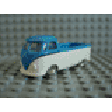 blue ho scale vw pickup with white base