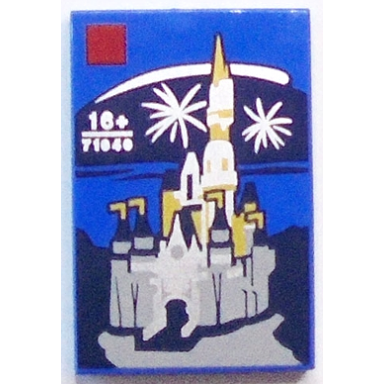 blue tile 2 x 3 with lego disney set 71040 disney castle box art pattern