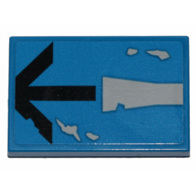 blue tile 2 x 3 with black arrow light bluish gray stripe and peeling paint pattern sticker - set 75280