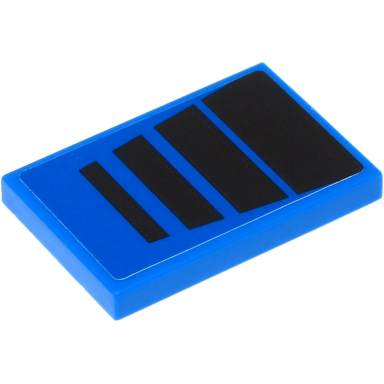 blue tile 2 x 3 with 4 black trapezoids on blue background pattern sticker - set 60260