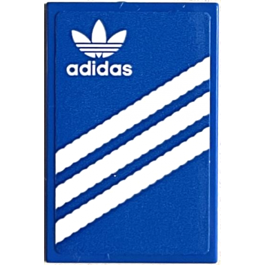 blue tile 2 x 3 with white adidas logo and 3 stripes pattern sticker - set 40486