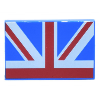 blue tile 2 x 3 with red blue and white union jack flag half pattern