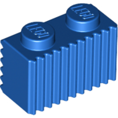 blue brick modified 1 x 2 with grille fluted profile