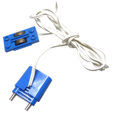 blue electric train track contact base with wire 97 cm and connector with cap
