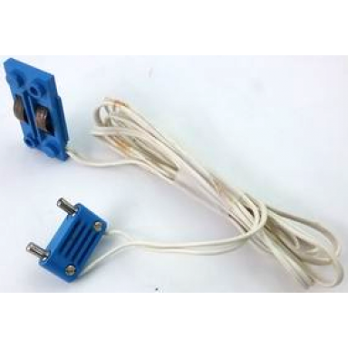 blue electric train track contact base with wire 97cm with blue electric connector 2-way male rounded wide long with cross-cut pins 2913 bb0093bc01
