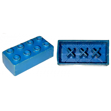 blue minitalia brick 2 x 4 with bottom x supports