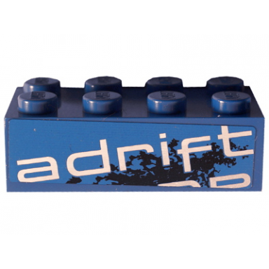 blue brick 2 x 4 with adrift top half pattern model left side sticker - set 8151