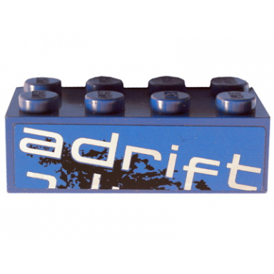 blue brick 2 x 4 with adrift top half pattern model right side sticker - set 8151
