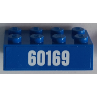 blue brick 2 x 4 with white 60169 on blue background pattern sticker - set 60169