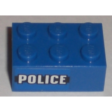 blue brick 2 x 3 with police black line pattern on both sides stickers - set 8196