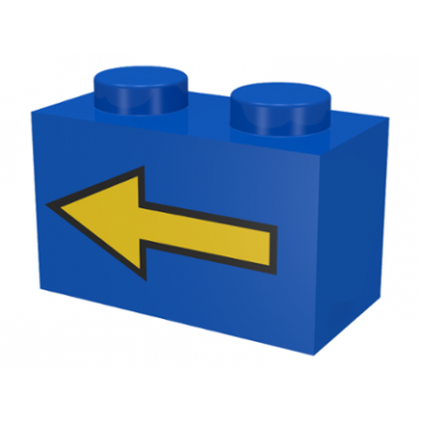 brick 1 x 2 with yellow left arrow with black border pattern