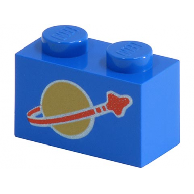 brick 1 x 2 with classic space logo pattern