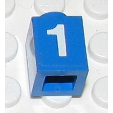 blue brick 1 x 1 with white number 1 pattern sticker - set 7710