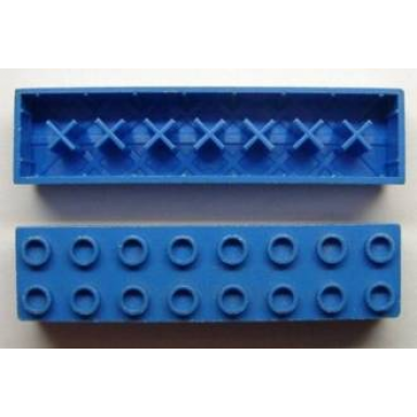 blue minitalia brick 2 x 8 with bottom x supports