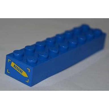 blue brick 2 x 8 with rescue on yellow arrow pattern on end sticker - set 4439