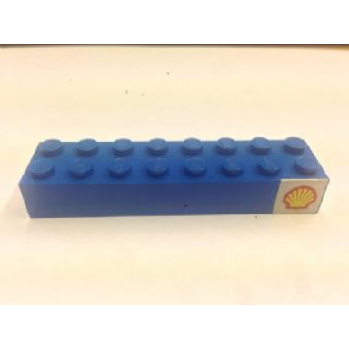 blue brick 2 x 8 with shell logo pattern right sticker - set 392-1