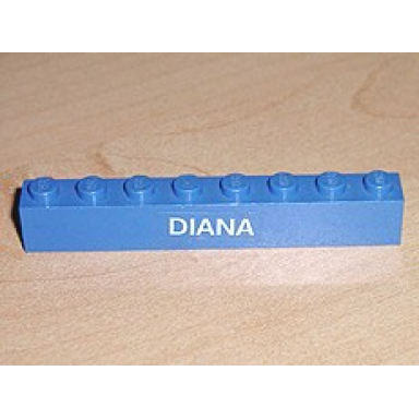blue brick 1 x 8 with white diana pattern sticker - set 6541