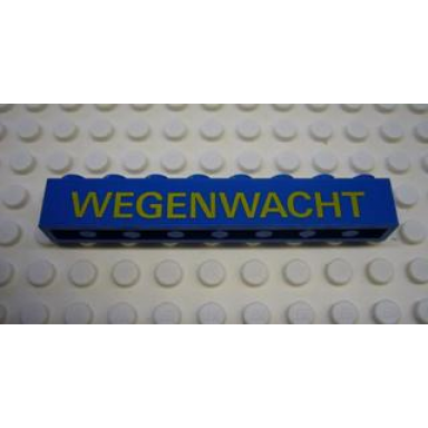 blue brick 1 x 8 with yellow wegenwacht pattern sticker - set 1590-2