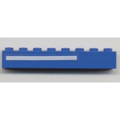 blue brick 1 x 8 with white line pattern model left side sticker - set 6541