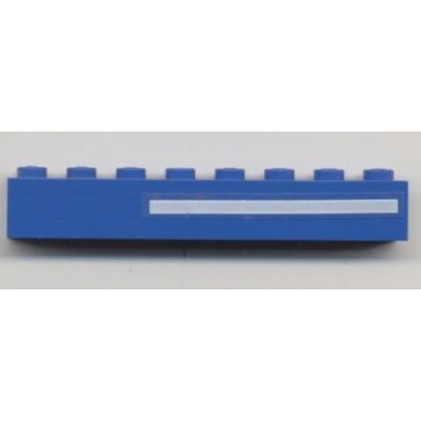 blue brick 1 x 8 with white line pattern model right side sticker - set 6541