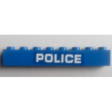 blue brick 1 x 8 with white police on blue background pattern sticker - set 60209