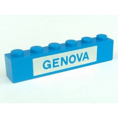 blue brick 1 x 6 with blue in white genova pattern
