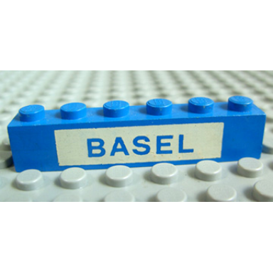 blue brick 1 x 6 with blue in white basel pattern