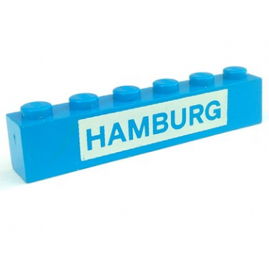 blue brick 1 x 6 with blue in white hamburg pattern