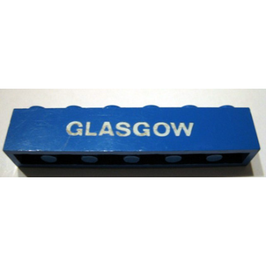 blue brick 1 x 6 with white glasgow pattern
