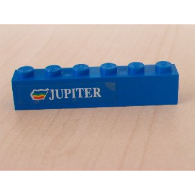 blue brick 1 x 6 with white jupiter text and logo pattern sticker - set 1955-1