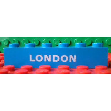 blue brick 1 x 6 with white london pattern