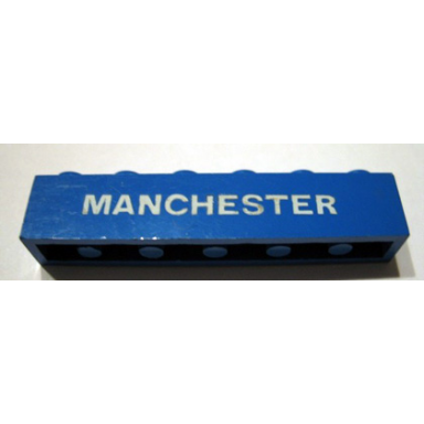 blue brick 1 x 6 with white manchester pattern