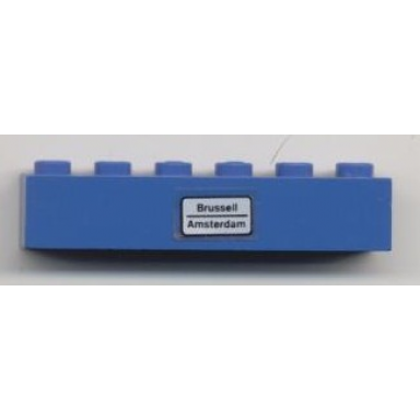 blue brick 1 x 6 with brussell - amsterdam pattern sticker - set 7715