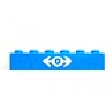 blue brick 1 x 6 with white train logo large pattern sticker - set 4536