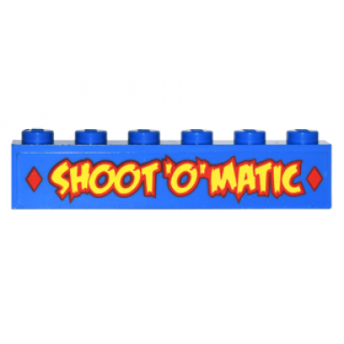 blue brick 1 x 6 with 2 red diamonds and yellow shootomatic pattern sticker - set 76035