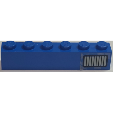 blue brick 1 x 6 with black and light gray exhaust vent grille pattern model left side sticker - set 5541