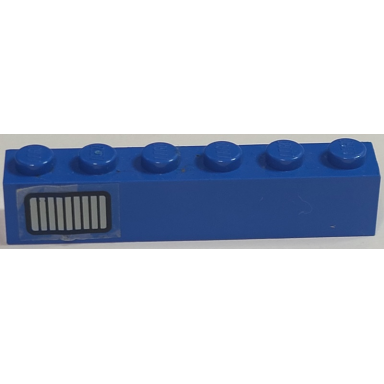 blue brick 1 x 6 with black and light gray exhaust vent grille pattern model right side sticker - set 5541