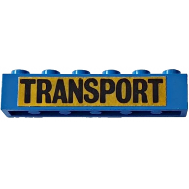 blue brick 1 x 6 with black transport large font on yellow background pattern sticker - set 163
