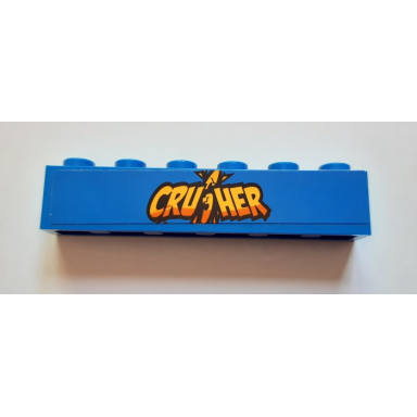 blue brick 1 x 6 with crusher pattern sticker - set 60180