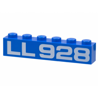 blue brick 1 x 6 with white ll 928 pattern