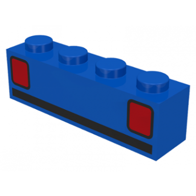 brick 1 x 4 with red car taillights and black stripe pattern