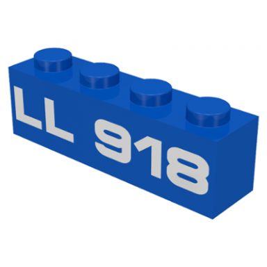 blue brick 1 x 4 with white ll 918 pattern