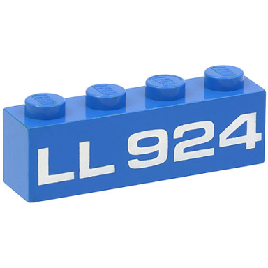 blue brick 1 x 4 with white ll 924 pattern