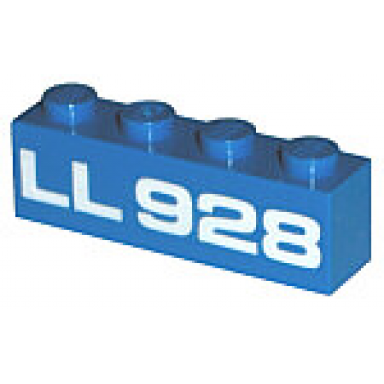 blue brick 1 x 4 with white ll 928 pattern