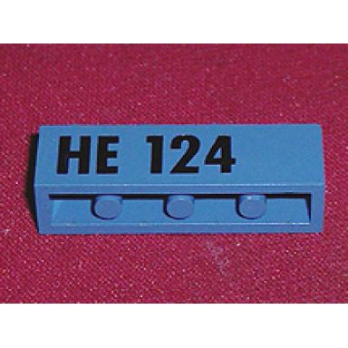 blue brick 1 x 4 with black he 124 pattern
