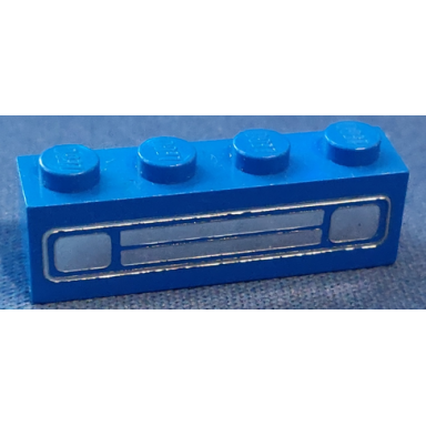 blue brick 1 x 4 with car grille chrome pattern embossed print