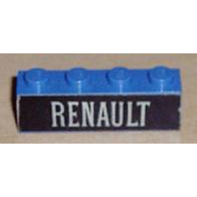 blue brick 1 x 4 with white renault pattern sticker - set 391